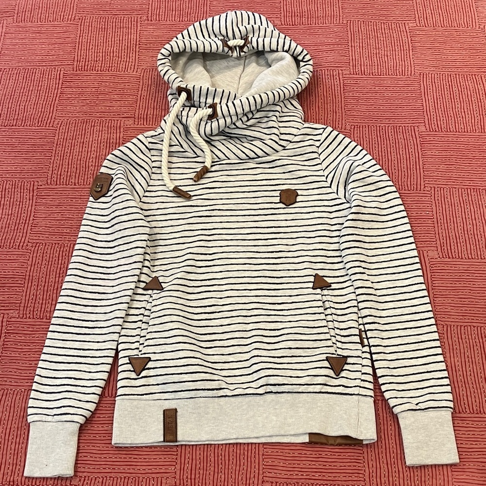 Naketano women’s XS Striped Darth wrap / criss cross Neck Sweater